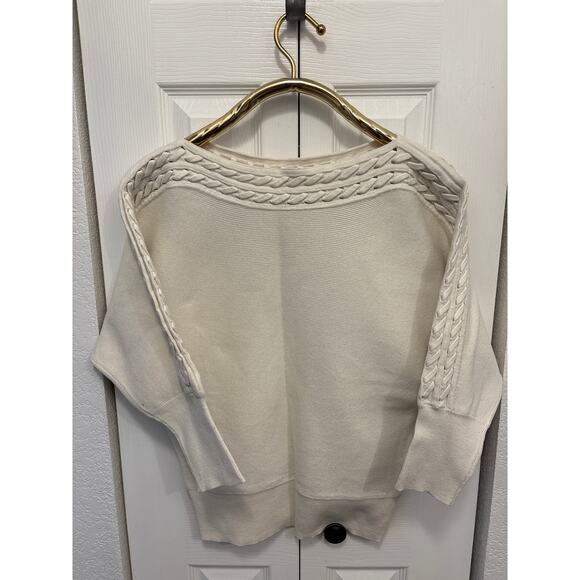 WHBM - White House Black Market - Ivory -Cable Knit Pattern Sweater Size Medium - Picture 3 of 5